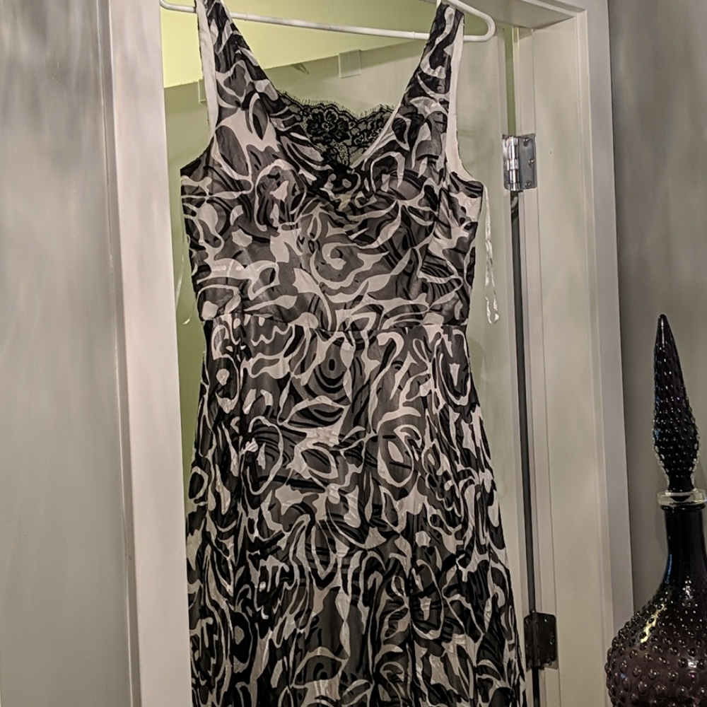 Black & white Silk A-line dress